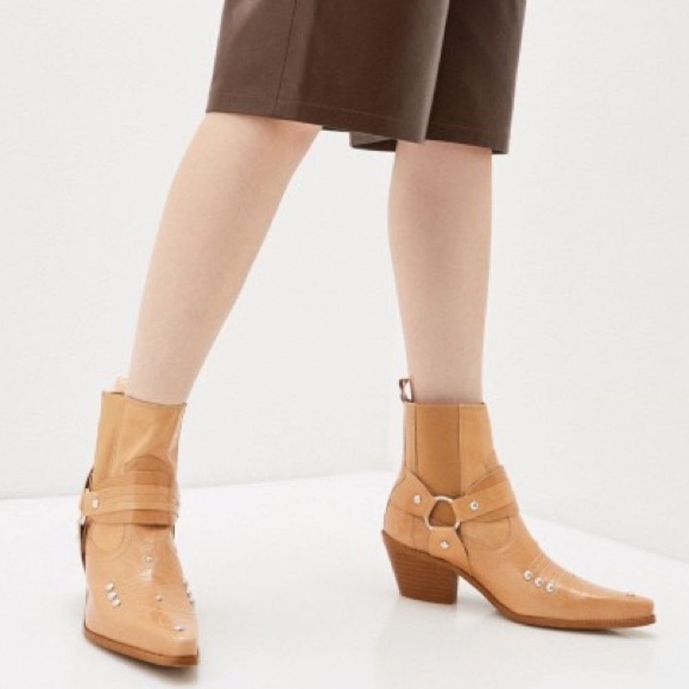 L’Intervalle Tan Made in Spain Western Cowboy Country Ankle Boots (Size 37) - Picture 4 of 11